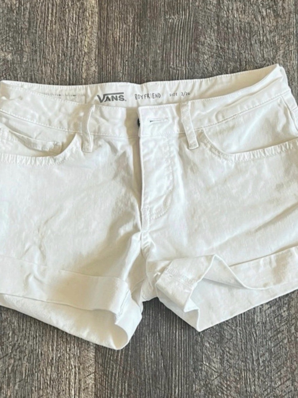 Vans Women's White Boyfriend Jean Shorts